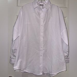 NWT Big Dart White Button-up Long Sleeve Size US 8 24” Pit to Pit